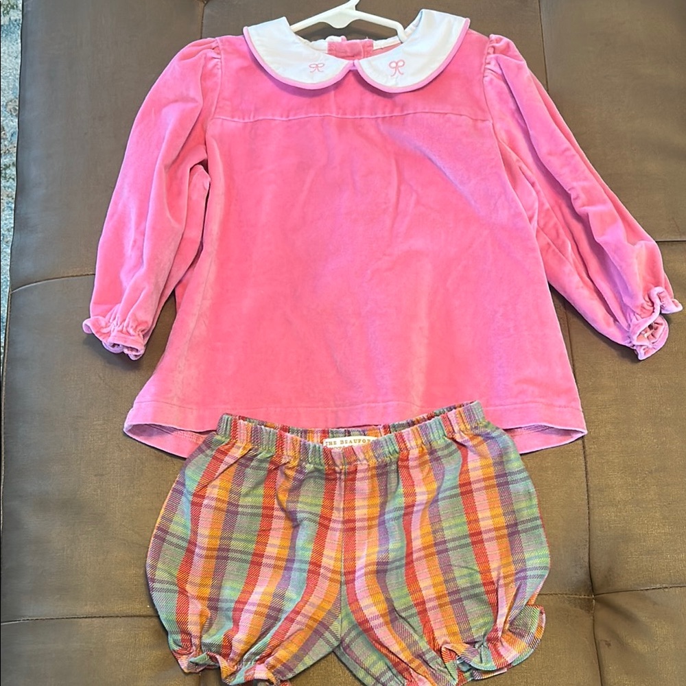 The Beaufort Bonnet Company Pink and White Matching Set